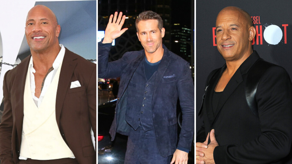 וין דיזל, ראיין ריינולדס, דה רוק (צילום: jean gabriel auber,Jon Kopaloff/Getty images,Albert L Ortega/Getty images,Jean chung/Getty images)