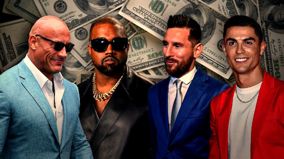 כריסטיאנו רונאלדו, ליונל מסי, קניה ווסט, דה רוק (צילום: gettyimages)