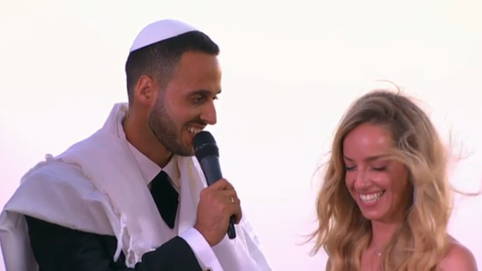 ה-חתונה. קטיה אברבוך וליאור אורן (צילום: צילום מסך קשת 12)