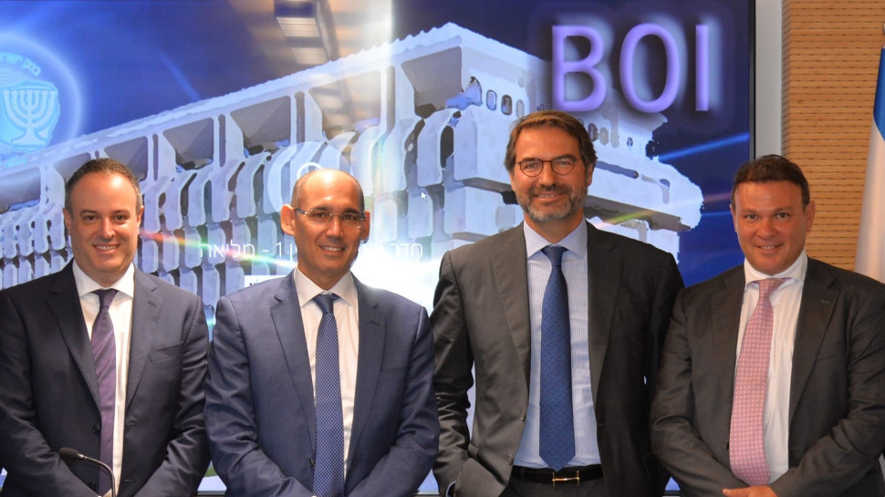 דן שגיא, ג׳יורג׳יו פראדלי, אמיר ירון ורן היישטיין (צילום: דוברות בנק ישראל)