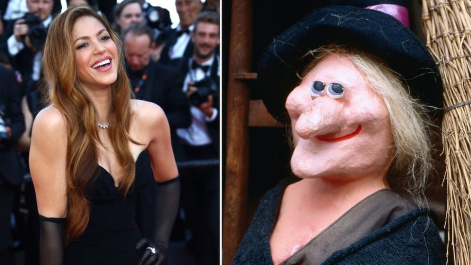 שאקירה ובובת המכשפה (צילום: Getty images,צילום מסך טוויטר)