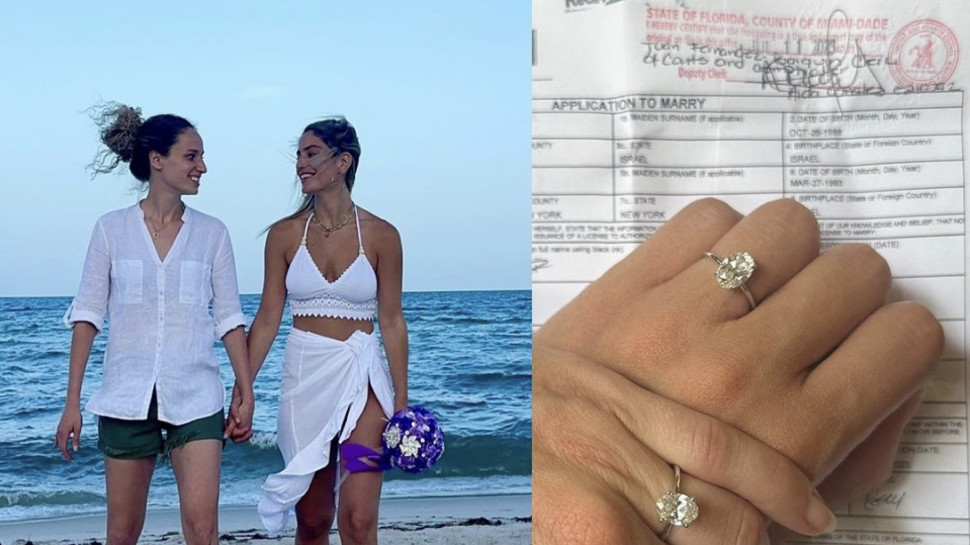 קארין סנדל נישאה לזוגתה הדר רפאל (צילום: צילום מסך אינסטגרם)
