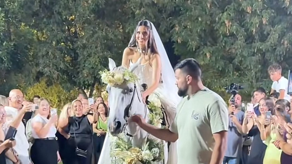 הכלה שנכנסה על סוס לחופה (צילום: צילום מסך טיקטוק)