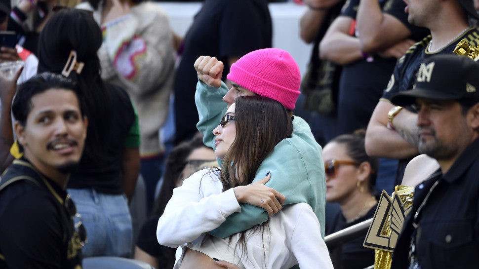 היילי וג'סטין ביבר (צילום:  Kevork Djansezian/Getty Images)