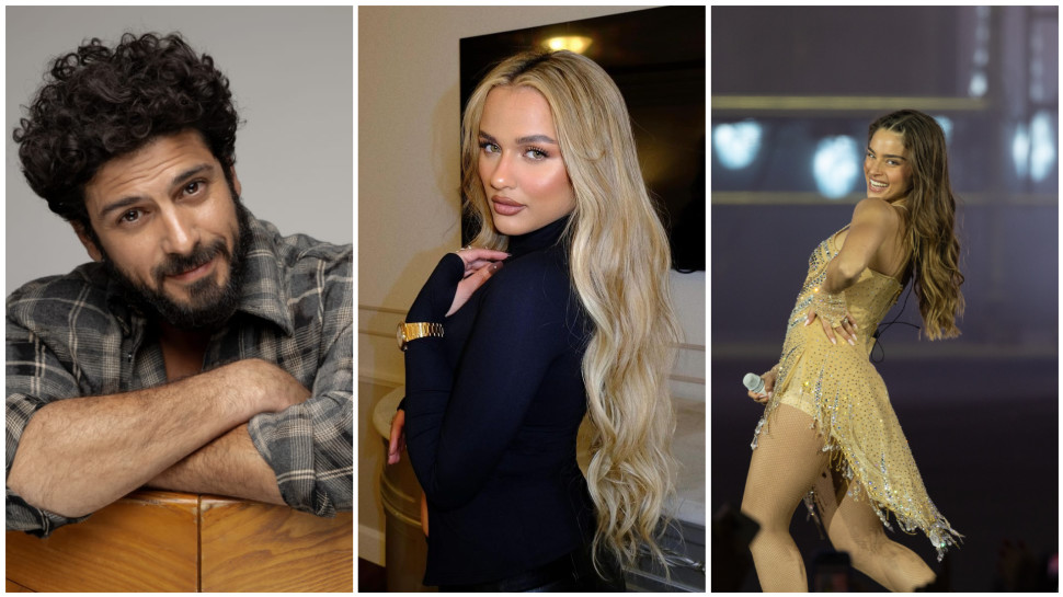 נועה קירל, עדן בן זקן, אביב אלוש (צילום: אינסטגרם,טל עבודי,באדיבות לייב ניישן ישראל, יח"צ)