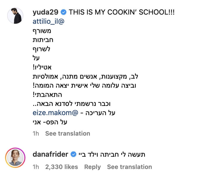 דנה פרידר, יהודה לוי (צילום: צילום מסך מתוך האינסטגרם)