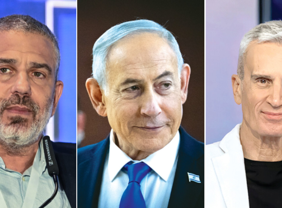 ינון מגל, בנימין נתניהו, אברי גלעד (צילום: צילום מסך קשת 12, Arie Leib Abrams/Flash90, יונתן זינדל פלאש 90)