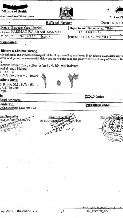 מסמכים אודות הרקע הרפואי של הילד (צילום: באדיבות דובר צה''ל)