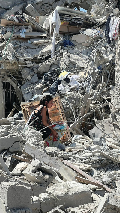 תיעוד הבניין של מלכיאל שנהרס במבצע עם כלביא