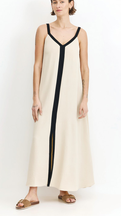 גולף שמלת מקסי כתפיות פס קונטרסט