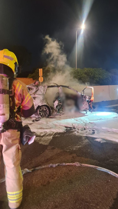 הזירה בכביש 2 שבה התפוצץ רכב