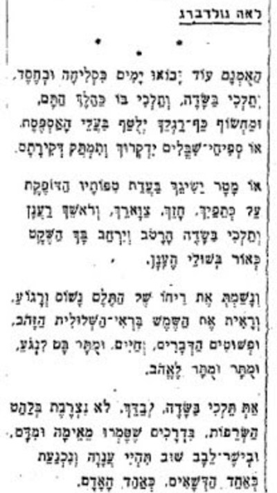 השיר של לאה גולדברג בעיתון ''דבר''