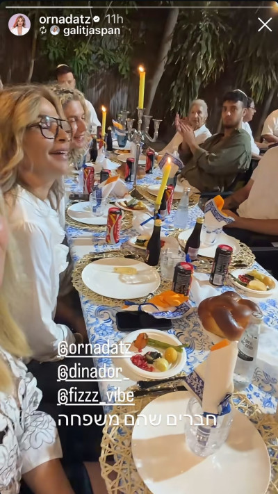 אורנה דץ ושולחן ארוחת החג (צילום: רשתות חברתיות,צילום מסך אינסטגרם)