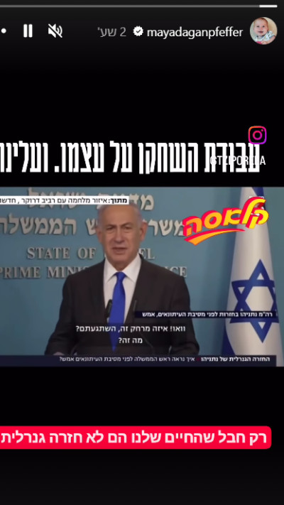 מיה דגן על החזרה הגנרלית של ראש הממשלה  (צילום: צילום מסך אינסטגרם)