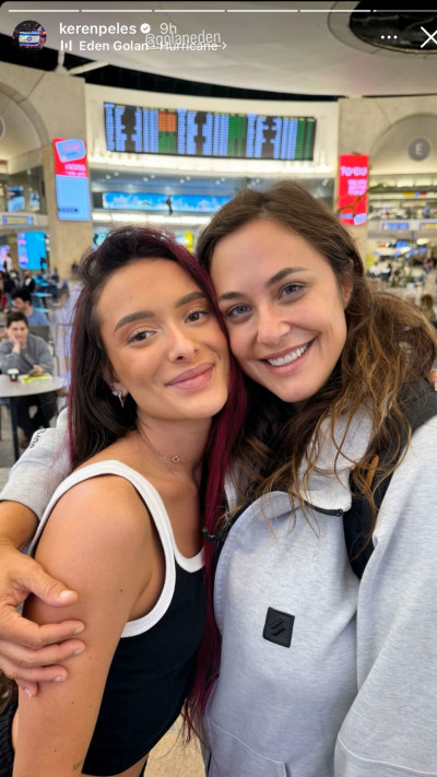 קרן פלס ועדן גולן בנתב''ג (צילום: צילום מסך אינסטגרם)