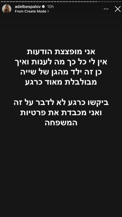 אדל בספלוב חושפת כי הילד שנרצח על ידי אמו למד בגן של בתה שייה  (צילום: צילום מסך אינסטגרם)