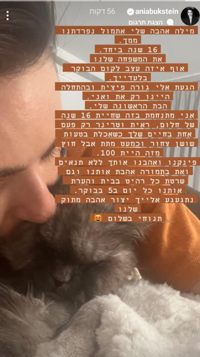 אניה בוקשטיין על החתולה שלה מילה (צילום: צילום מסך אינסטגרם)