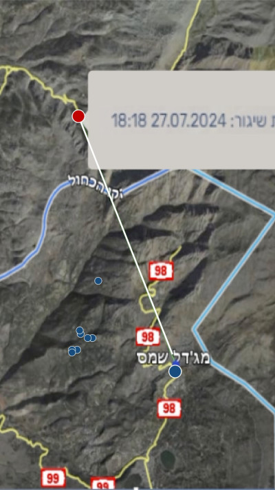 מסלול השיגור מלבנון למג'דל שמס