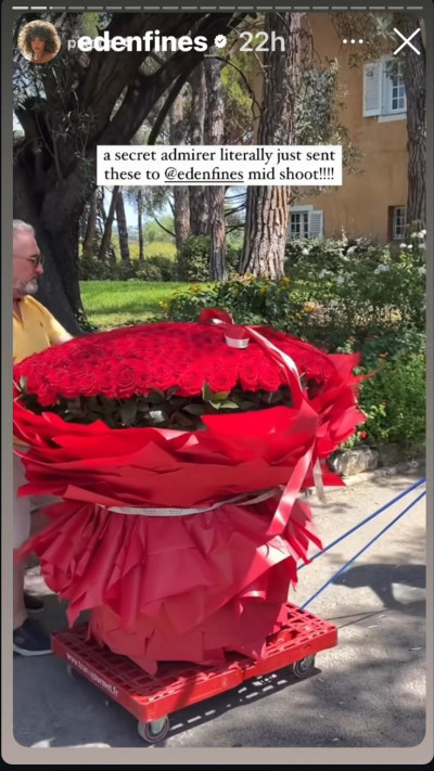 זר הפרחים שקיבלה עדן פינס (צילום: צילום מסך מתוך האינסטגרם)