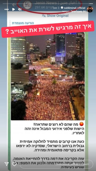 הסטורי הזועם של סאבלימינל (צילום: צילום מסך רשתות חברתיות לפי חוק 27א לזכויות יוצרים)