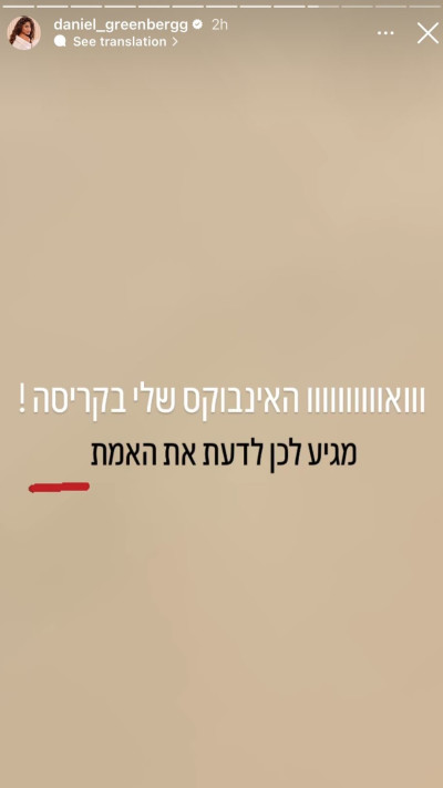 דניאל גרינברג מגיבה לדרמה עם אייל גולן והבייביסיטר (צילום: צילום מסך אינסטגרם)