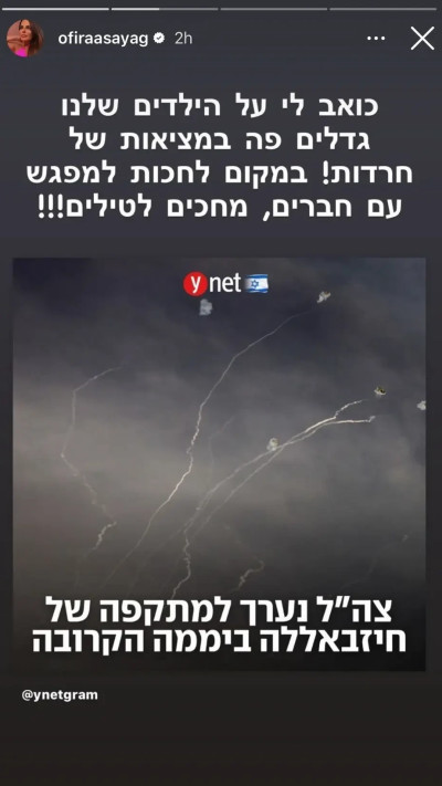 אופירה אסייג על הצפון הבוער (צילום: צילום מסך מתוך האינסטגרם)