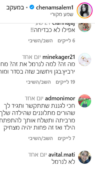 העוקבים מבקרים את חן אמסלם  (צילום: צילום מסך אינסטגרם)