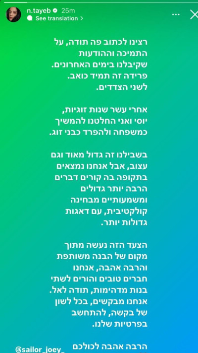 הסטורי של נינט (צילום: מתוך אינסטגרם)