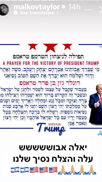 הסטורי של טיילור מלכוב (צילום: מתוך אינסטגרם)