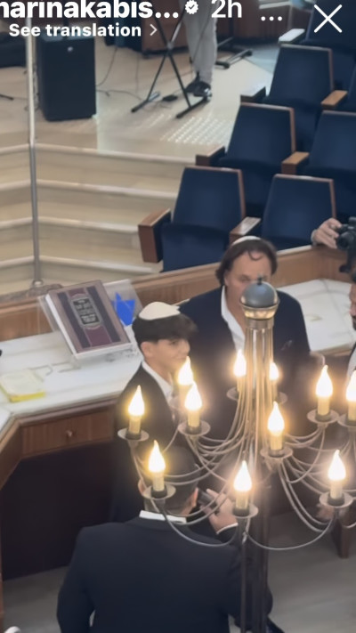 בבו קובו ובנו רפאל בעלייה לתורה (צילום: מתוך אינסטגרם)