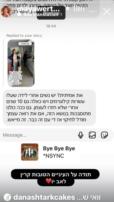 הסטורי של מאיה ורטהיימר (צילום: אינסטגרם)