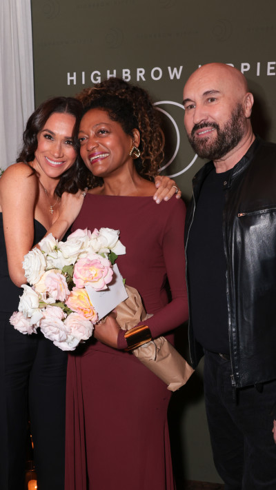 מייגן מרקל, קאדי לי וסרג' נורמנט (צילום: Tiffany Rose/Getty Images for Highbrow Hippie Haircare & Wellness)