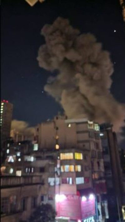 מהתקיפה במרכז ביירות (צילום: רשתות ערביות, שימוש לפי סעיף 27 א')