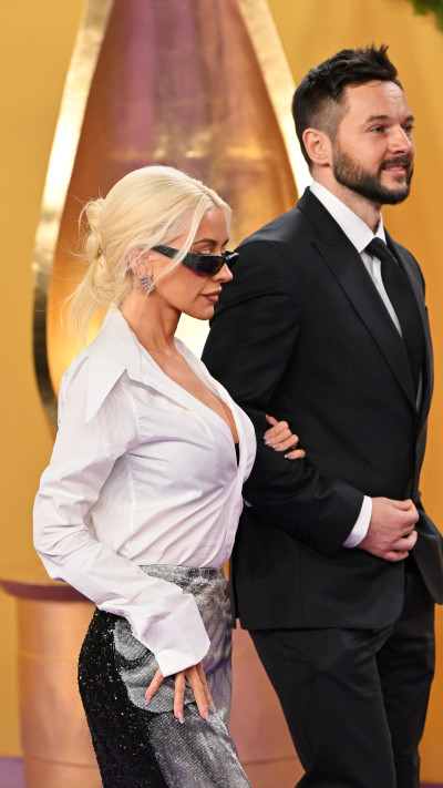 כריסטינה אגילרה ובעלה (צילום:  Cedric Ribeiro/Getty Images for GEA)