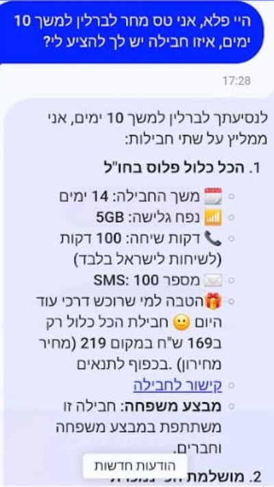 בינה מלאכותית לחבילת חו''ל (צילום: צילום מסך)