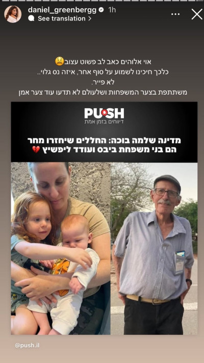 הסטורי של דניאל גרינברג (צילום: מתוך אינסטגרם)