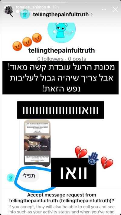 הסטורי של רונה לי שמעון (צילום: מתוך אינסטגרם)