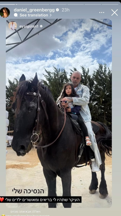 הסטורי של דניאל גרינברג (צילום: צילום מסך אינסטגרם)