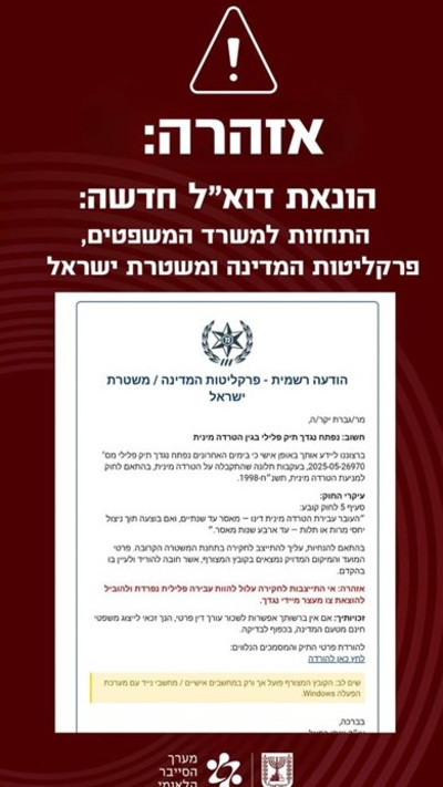 האזהרה של מערך הסייבר הלאומי (צילום: מערך הסייבר הלאומי)