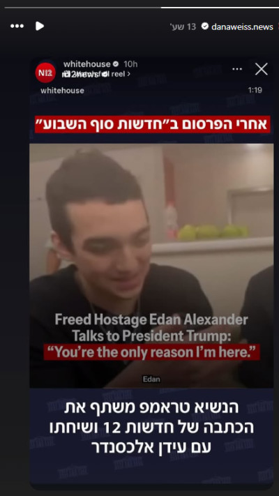 הסטורי של דנה וייס (צילום: מתוך אינסטגרם)