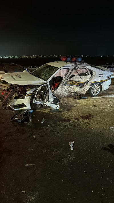 תאונת דרכים עם ניידת משטרה (צילום: רשתות חברתיות, שימוש לפי סעיף 27 א')