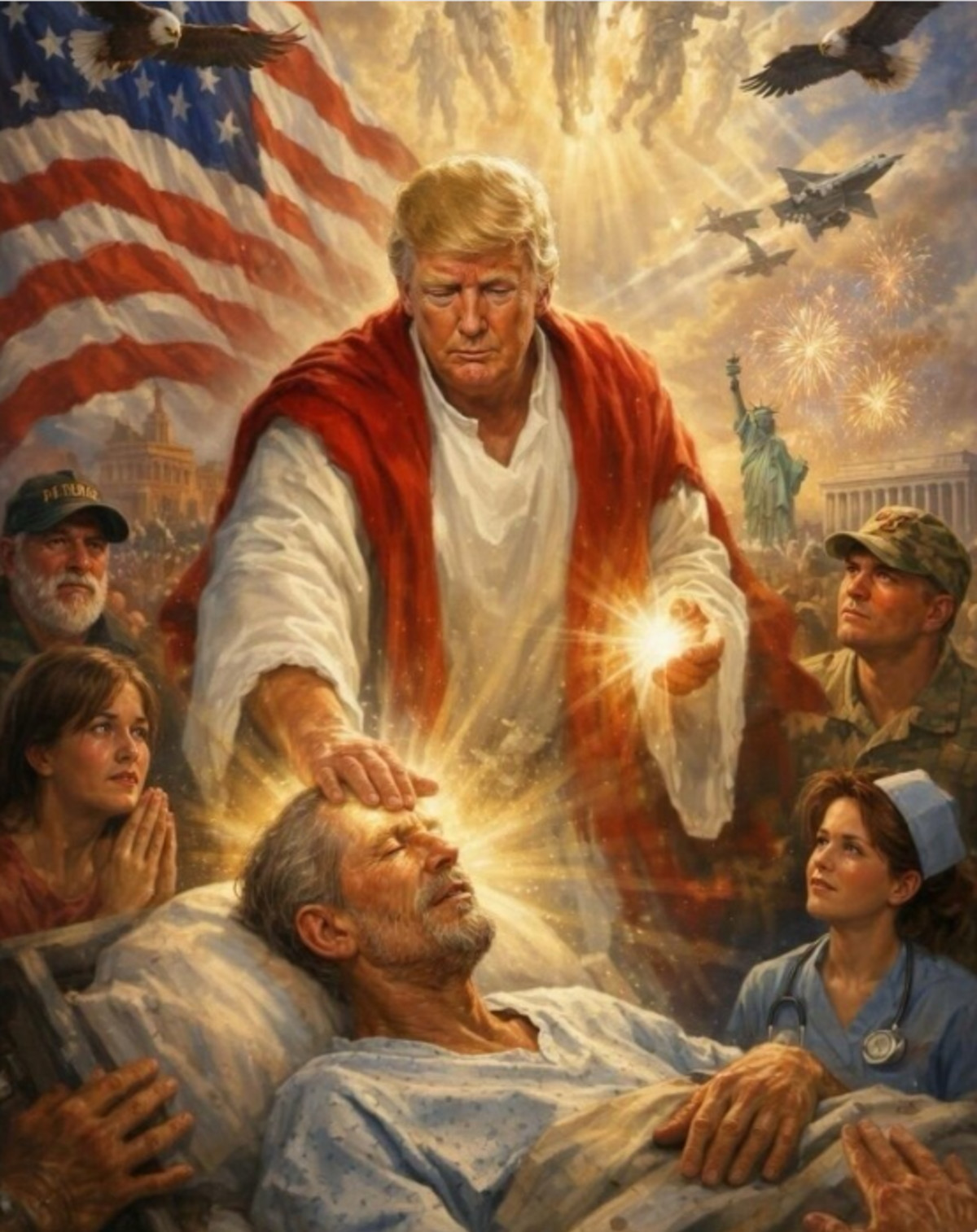 טראמפ הטיל מצור, רב עם האפיפיור ושיתף תמונת של עצמו בדמות ישו - ביום אחד