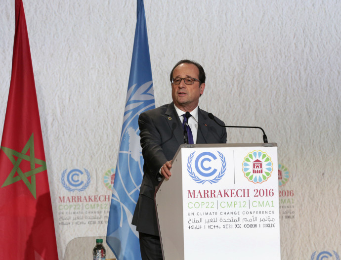 נשיא צרפת פרנסואה הולנד בוועידת האקלים, מרקש (צילום: רויטרס)