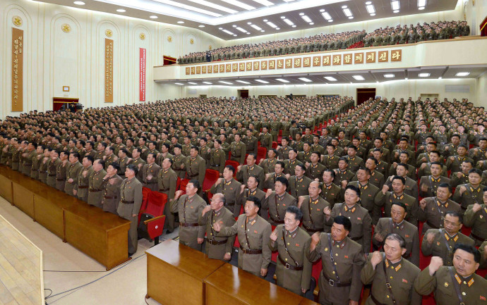 עצרת של צבא קוריאה הצפונית (צילום: רויטרס)