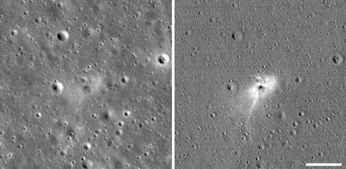 הפגיעה של חללית בראשית בירח (צילום: נאס"א)