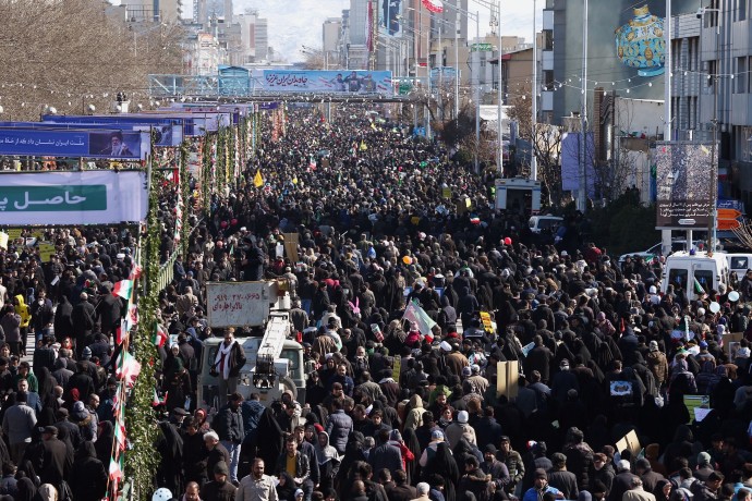 עצרת המונים לציון יום השנה ה-41 למהפכה האסלאמית באיראן (צילום: רויטרס)