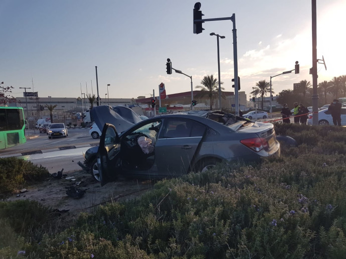 תאונת הדרכים בראשון לציון (צילום: דוברות המשטרה)