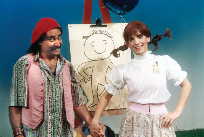 דודו זר ועפרה ויינגרטן  ב"פרפר נחמד", 1982 (צילום: באדיבות הטלוויזיה החינוכית)
