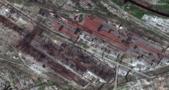 תמונות הלווין ממפעל הפלדה אזובסטל במריופול, אוקראינה