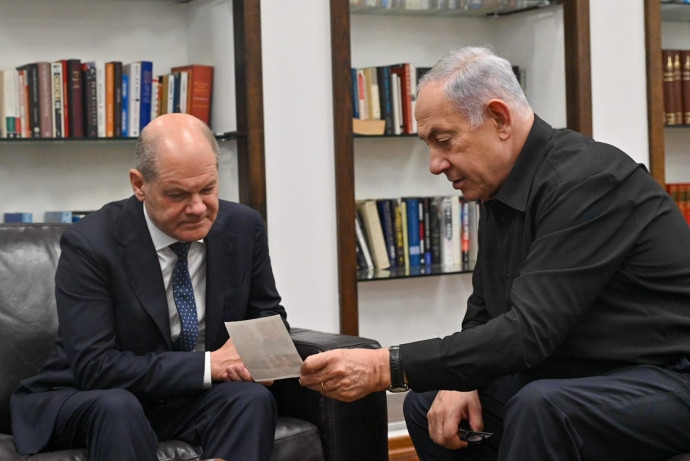 פגישת ראש הממשלה בנימין נתניהו וקנצלר גרמניה אולף שולץ בקריה בתל אביב
